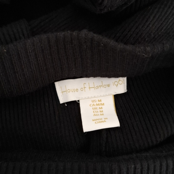 House Of Harlow 1960 Pants Medium Black Ribbed Knit Flare Bell Bottom High Rise - Picture 9 of 10